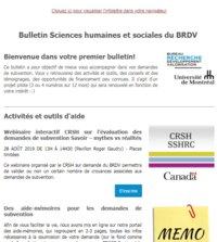 Bulletin Sciences humaines et sociales du BRDV 