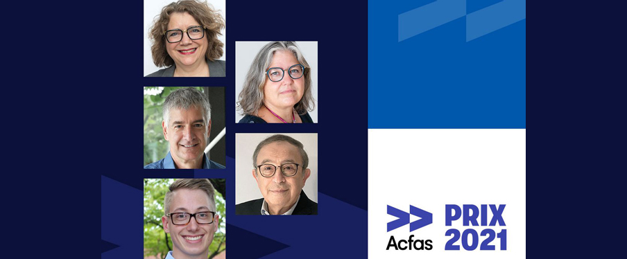 Les professeurs Sylvie Belleville, Céline Bellot, Jacques Brodeur et Émile Lévy ainsi que le candidat au doctorat Alexis Pinsonnault-Skvarenina font partie des lauréats des prix de l’Acfas 2021.